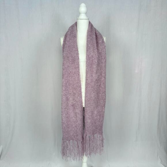Fuzzy Chunky Knit Large Fringe Scarf Shawl Light Purple Cozy Winter Wrap - Picture 2 of 4